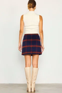 Plaid Front Slit Mini Skirt*SKIES ARE BLUE Sale