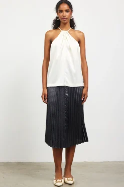 Pleated Detailing Halter Top*SKIES ARE BLUE New