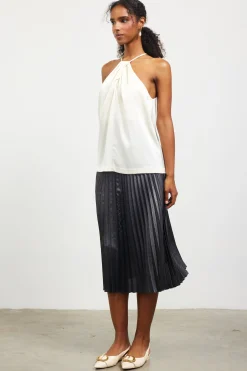 Pleated Detailing Halter Top*SKIES ARE BLUE New