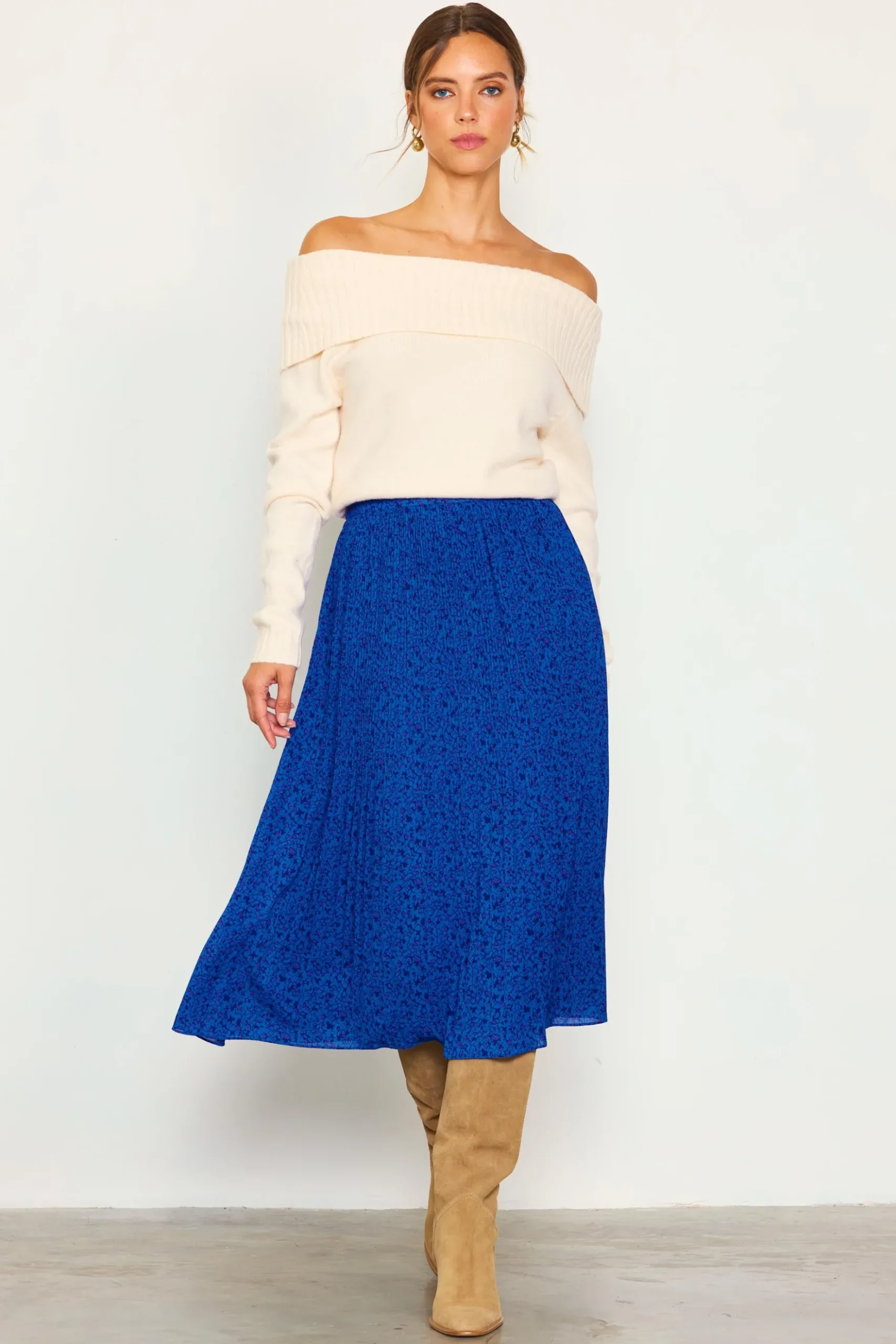 Pleated Floral Midi Skirt*SKIES ARE BLUE Sale