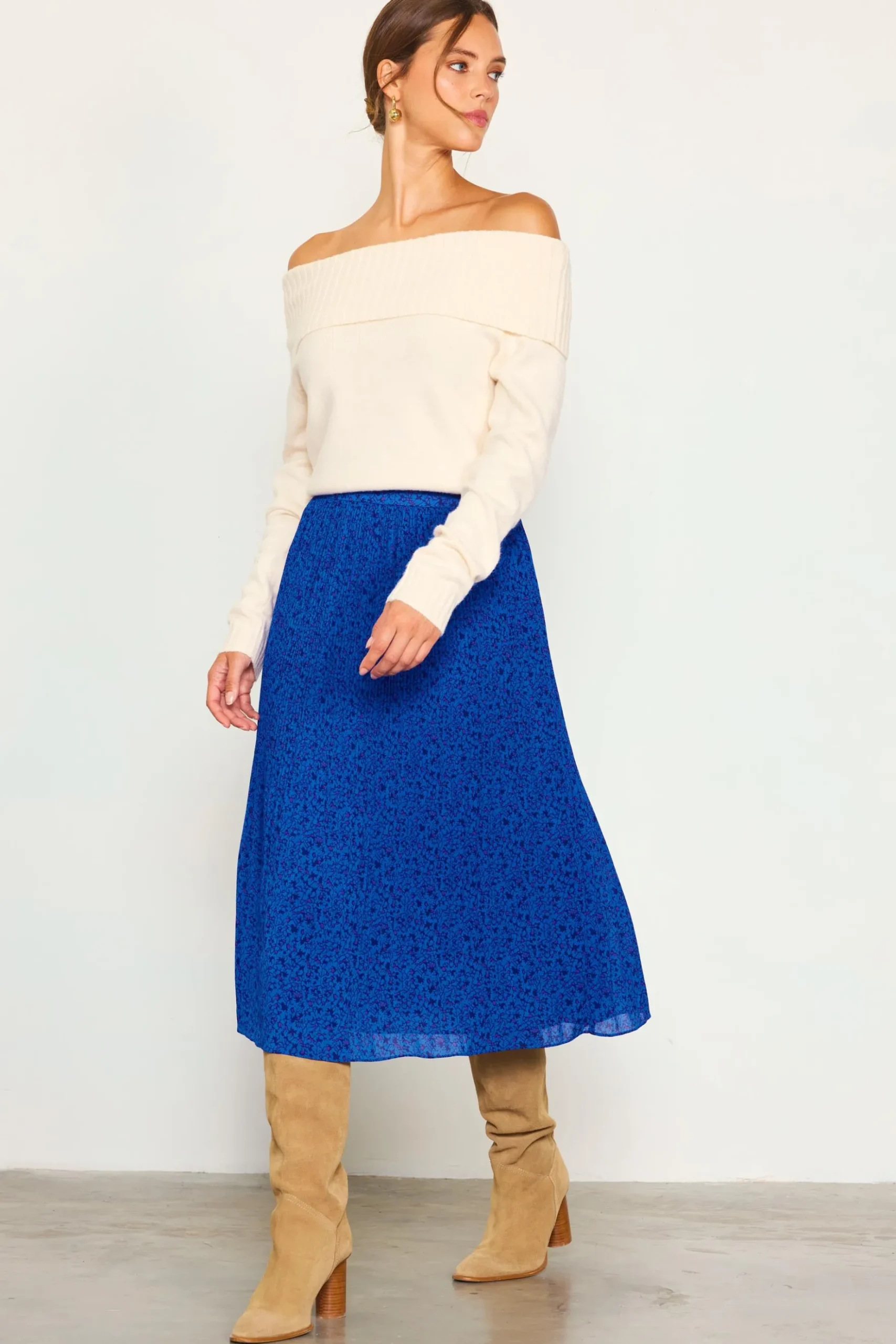 Pleated Floral Midi Skirt*SKIES ARE BLUE Sale