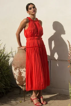 Pleated Halter Midi Dress*SKIES ARE BLUE Sale