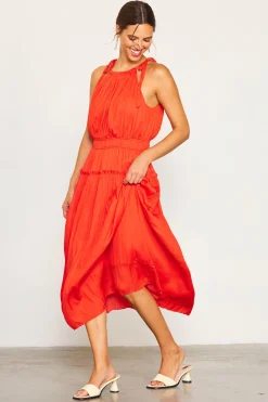 Pleated Halter Midi Dress*SKIES ARE BLUE Sale