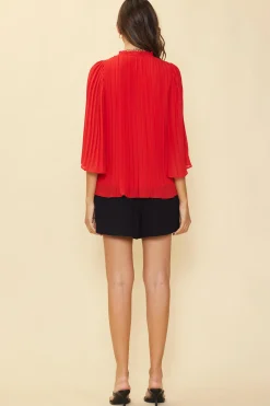 Pleated Ruffled Trim Top*SKIES ARE BLUE Online