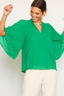 Pleated Ruffled Trim Top*SKIES ARE BLUE Sale