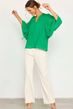 Pleated Ruffled Trim Top*SKIES ARE BLUE Sale