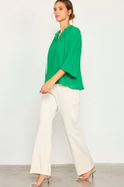Pleated Ruffled Trim Top*SKIES ARE BLUE Sale