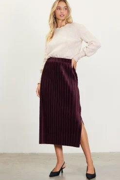Pleated Velvet Midi Skirt*SKIES ARE BLUE Best