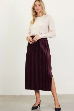 Pleated Velvet Midi Skirt*SKIES ARE BLUE Best