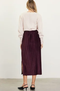 Pleated Velvet Midi Skirt*SKIES ARE BLUE Best
