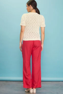 Pointelle Short Sleeve Sweater*SKIES ARE BLUE Best