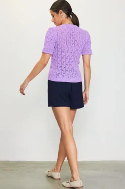 Pointelle Short Sleeve Sweater*SKIES ARE BLUE Clearance
