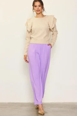 Pointelle-Knit Ruffle Sleeve Sweater*SKIES ARE BLUE Hot