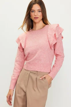 Pointelle-Knit Ruffle Sleeve Sweater*SKIES ARE BLUE
