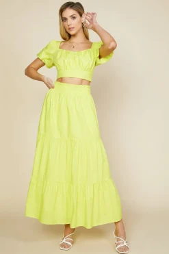 Poplin Tiered Maxi Skirt*SKIES ARE BLUE New