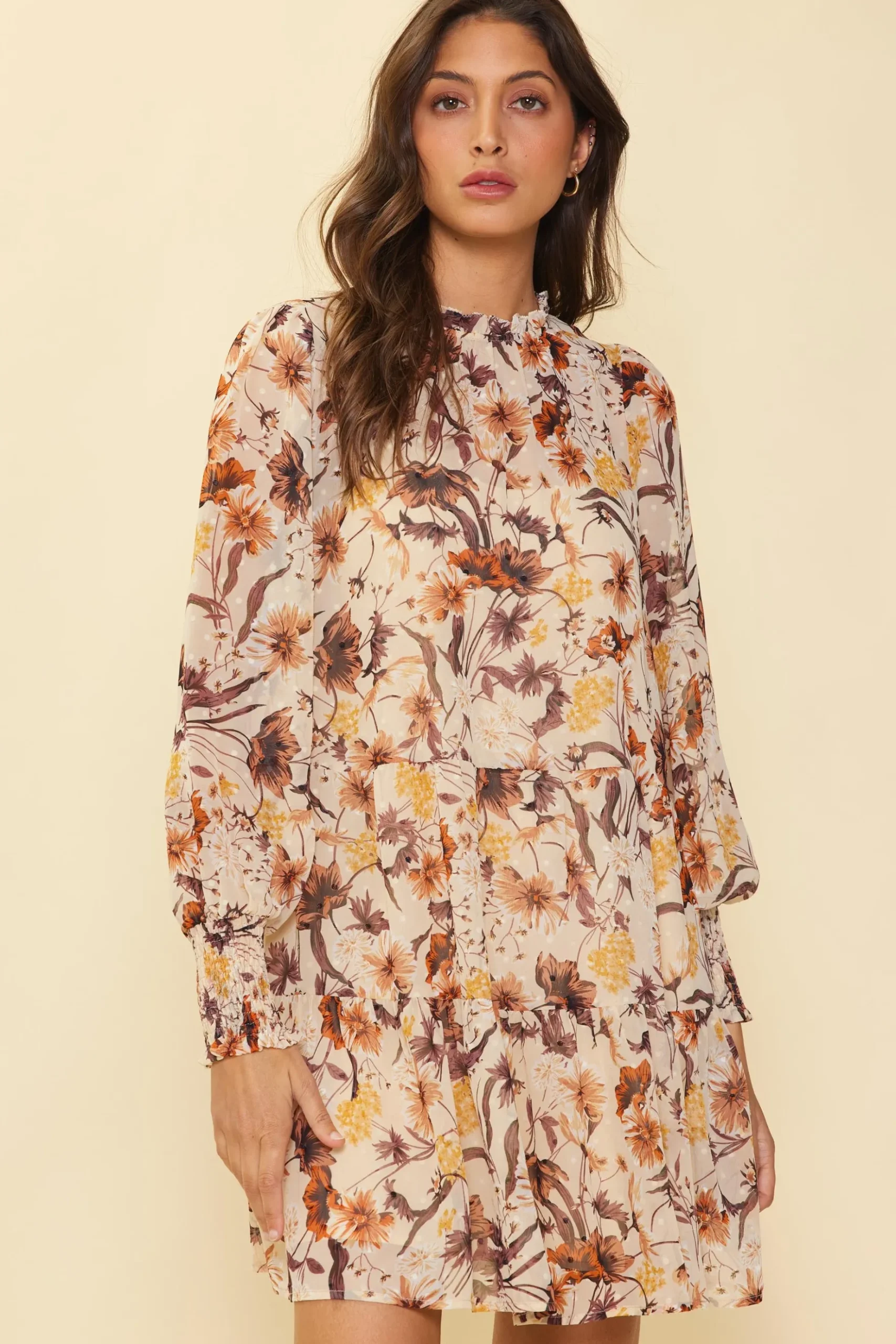 Poppy Motif Mock Neck Dress*SKIES ARE BLUE New