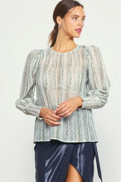 Printed Crochet Round Neck Top*SKIES ARE BLUE Best