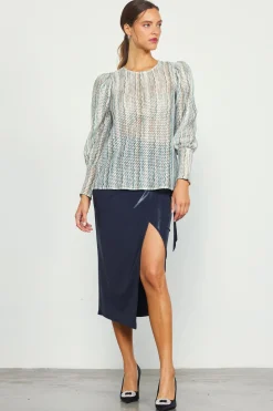 Printed Crochet Round Neck Top*SKIES ARE BLUE Best
