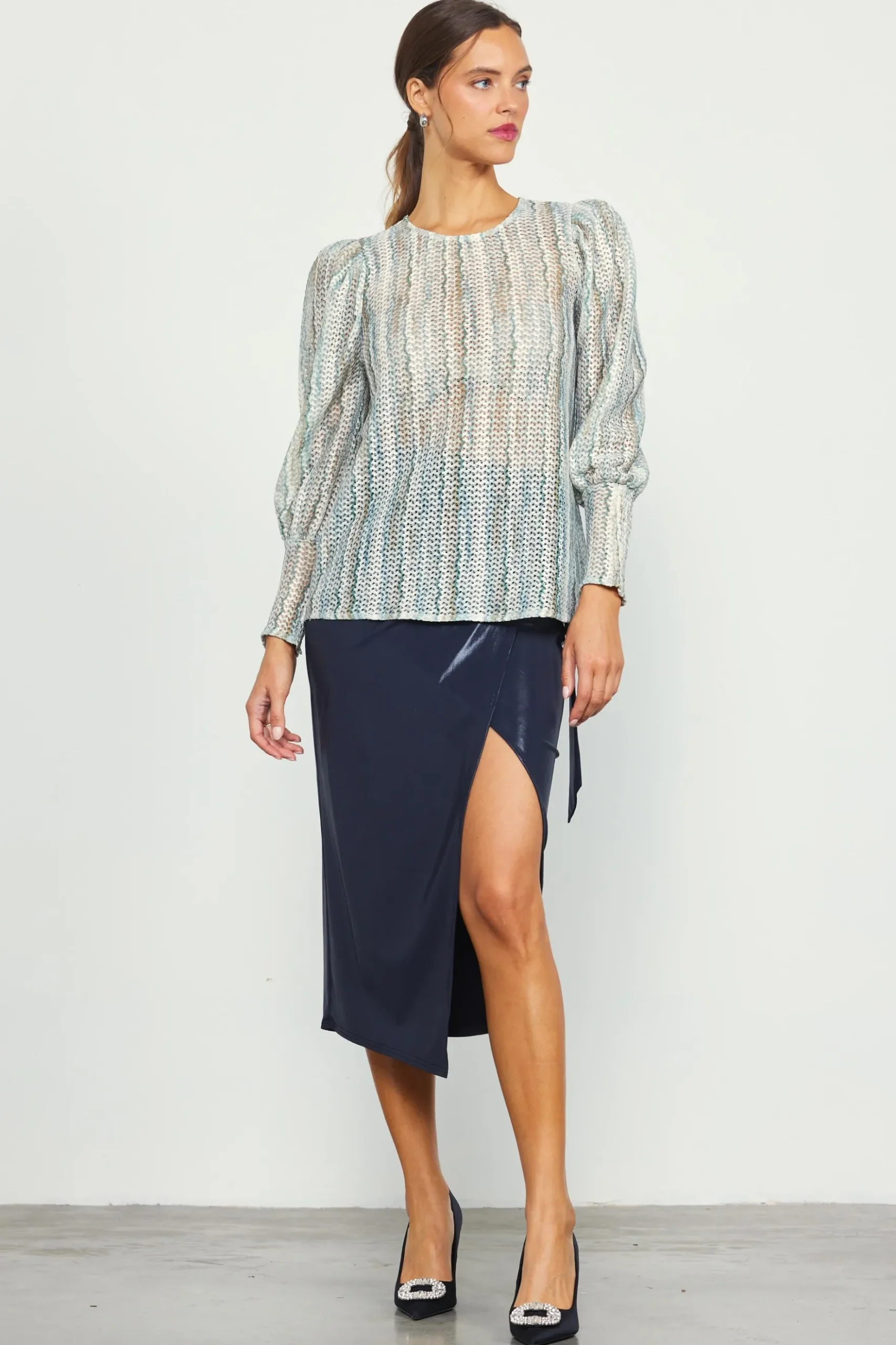 Printed Crochet Round Neck Top*SKIES ARE BLUE Best
