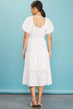 Puffed Sleeve Tiered Midi Dress*SKIES ARE BLUE Clearance