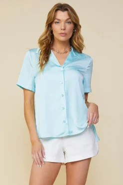 Recycled Button Down Short Sleeve Shirt*SKIES ARE BLUE Online
