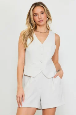 Recycled Button Down Vest*SKIES ARE BLUE Online