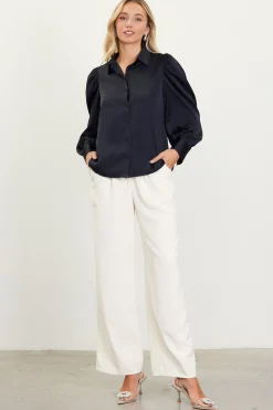 Recycled Button-Up Blouse*SKIES ARE BLUE Clearance