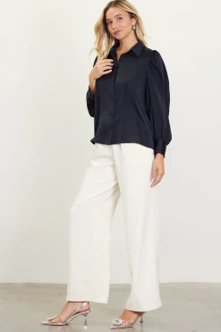 Recycled Button-Up Blouse*SKIES ARE BLUE Clearance