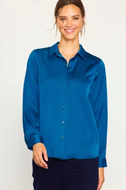 Recycled Classic Button Down Top*SKIES ARE BLUE Clearance
