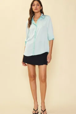 Recycled Classic Button Down Top*SKIES ARE BLUE New