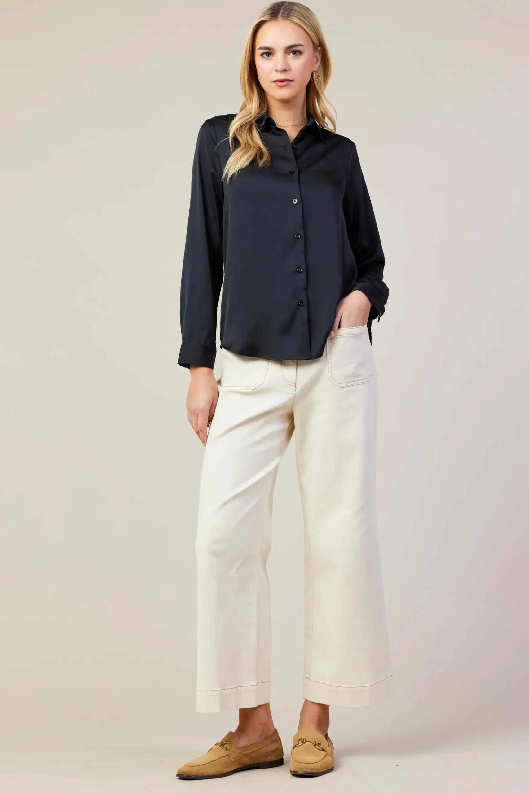 Recycled Classic Button Down Top*SKIES ARE BLUE Outlet