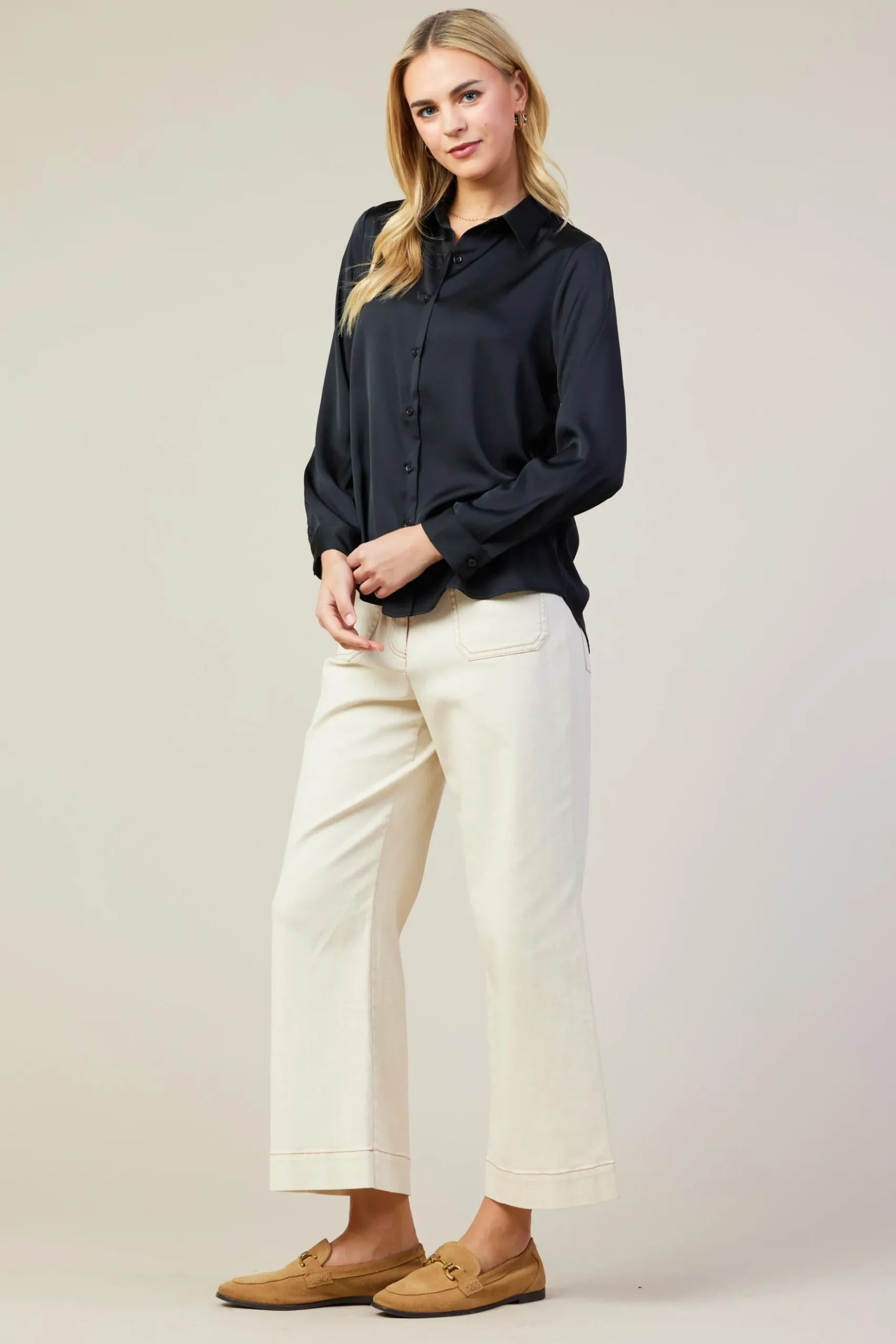 Recycled Classic Button Down Top*SKIES ARE BLUE Outlet