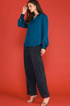 Recycled Crinkle Satin Buttondown*SKIES ARE BLUE Hot