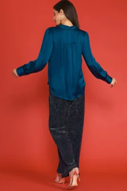 Recycled Crinkle Satin Buttondown*SKIES ARE BLUE Hot