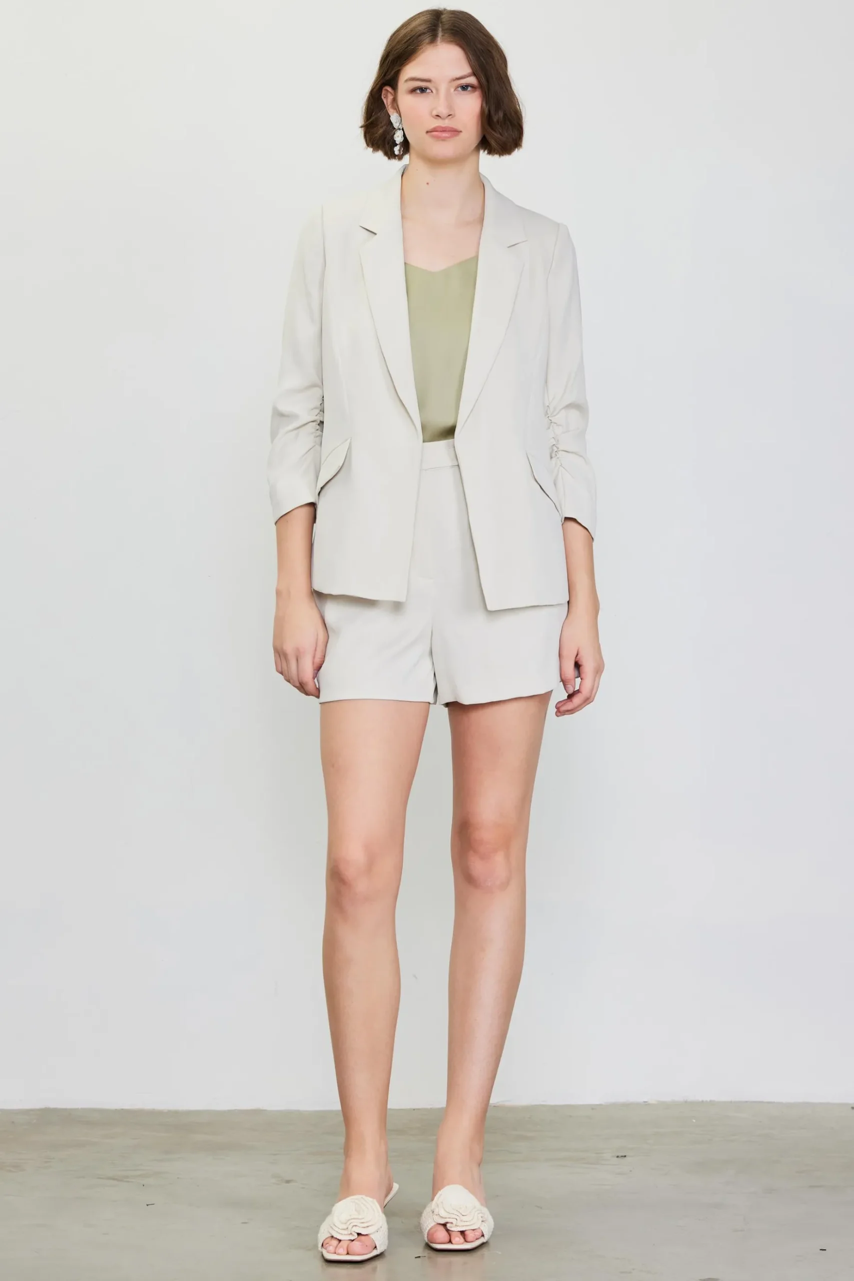 Recycled Shirred Sleeve Blazer*SKIES ARE BLUE Clearance