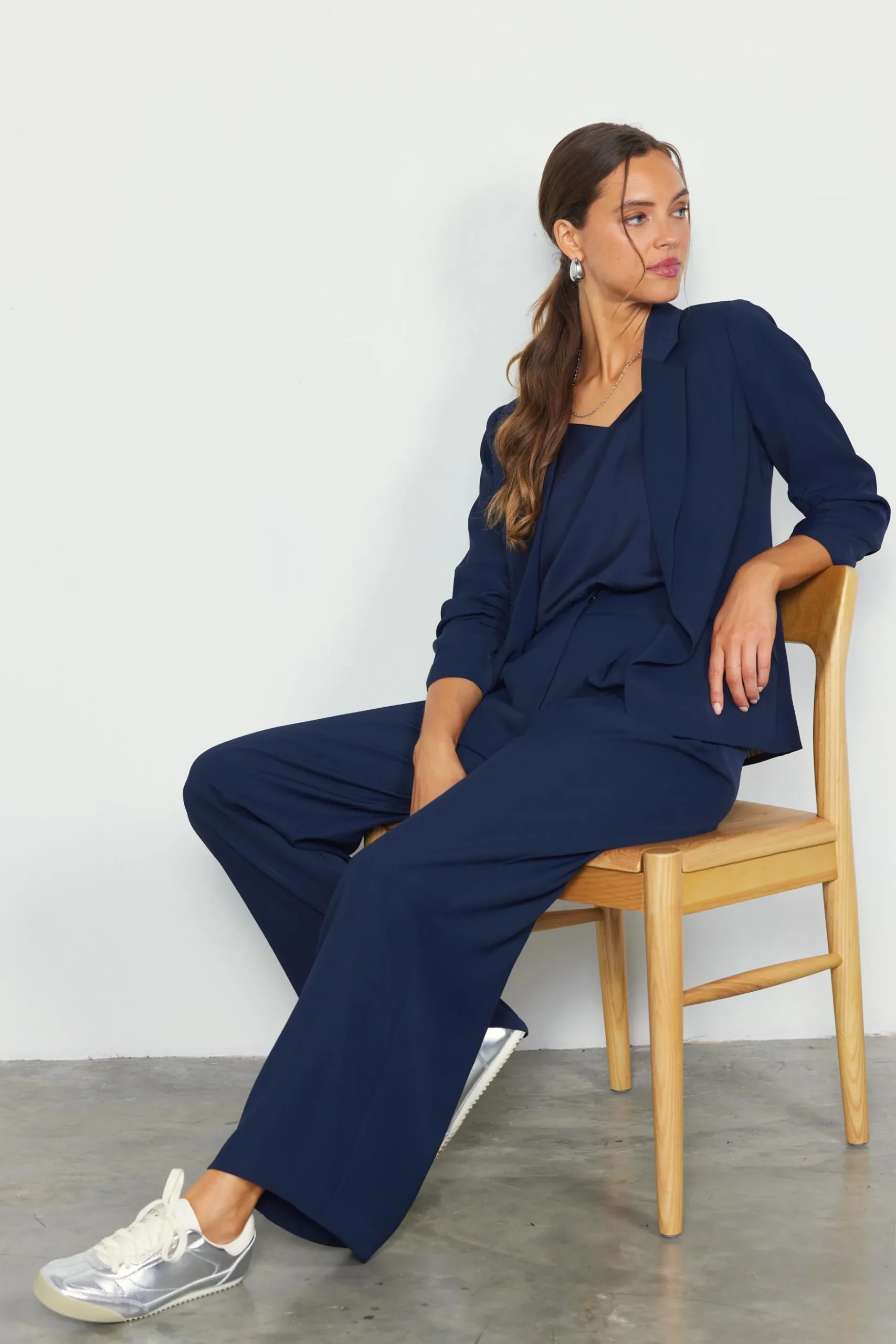 Recycled Shirred Sleeve Blazer*SKIES ARE BLUE Clearance