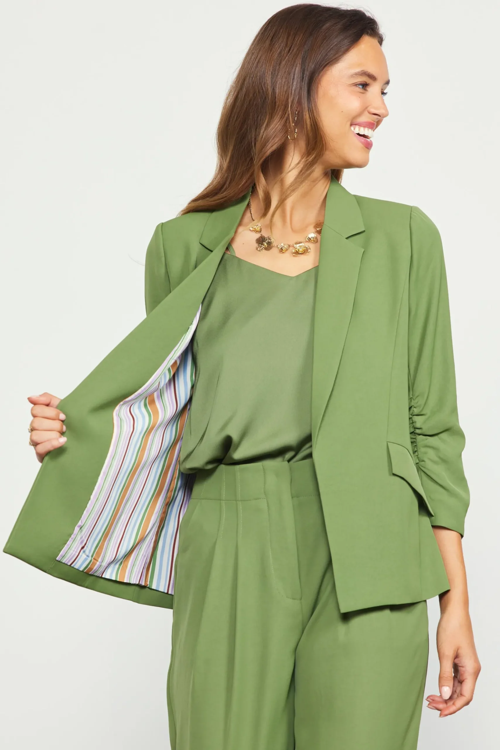 Recycled Shirred Sleeve Blazer*SKIES ARE BLUE New