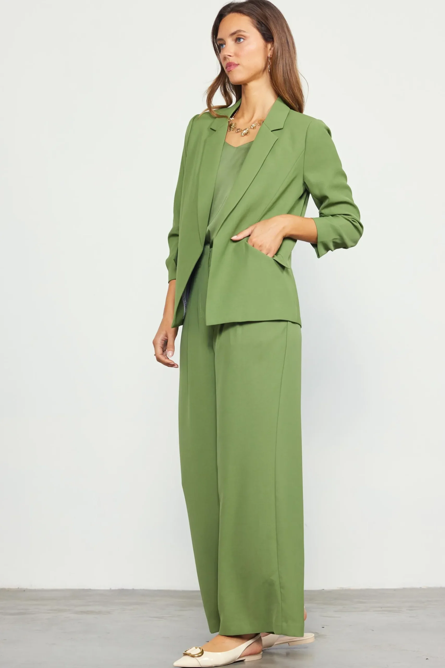 Recycled Shirred Sleeve Blazer*SKIES ARE BLUE New
