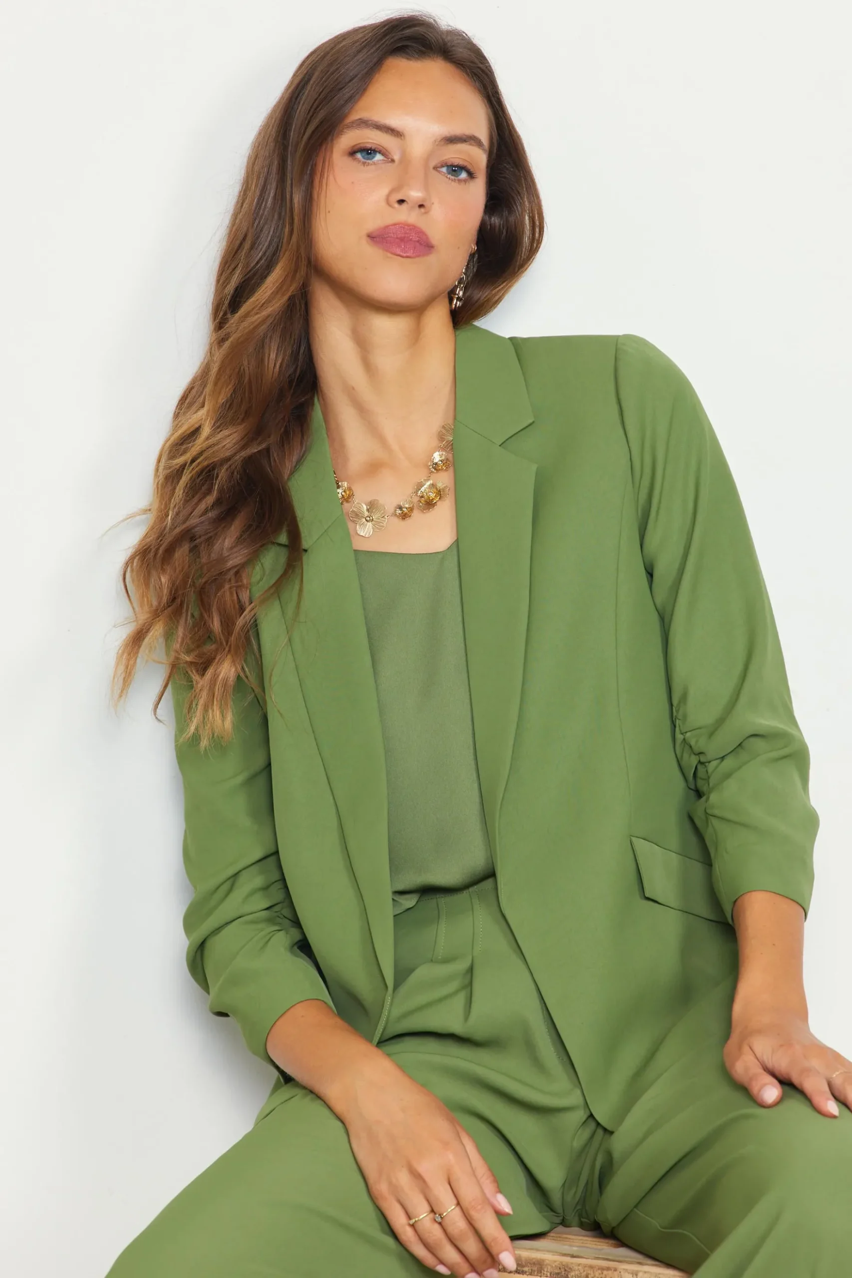 Recycled Shirred Sleeve Blazer*SKIES ARE BLUE New