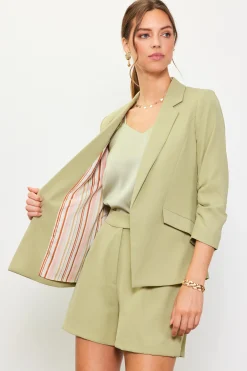 Recycled Shirred Sleeve Blazer*SKIES ARE BLUE Outlet