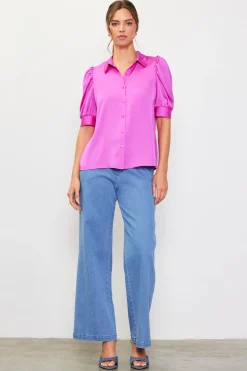 Recycled Shirred Sleeve Blouse*SKIES ARE BLUE Sale