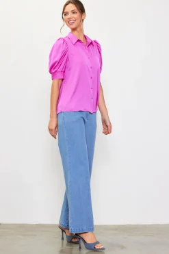 Recycled Shirred Sleeve Blouse*SKIES ARE BLUE Sale