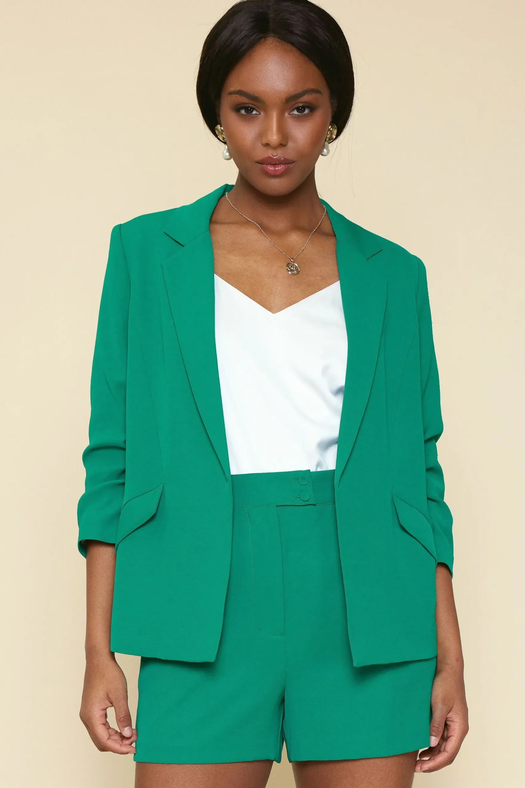 Recycled Shirred Sleeve Blazer*SKIES ARE BLUE Outlet