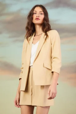 Recycled Shirred Sleeve Blazer*SKIES ARE BLUE