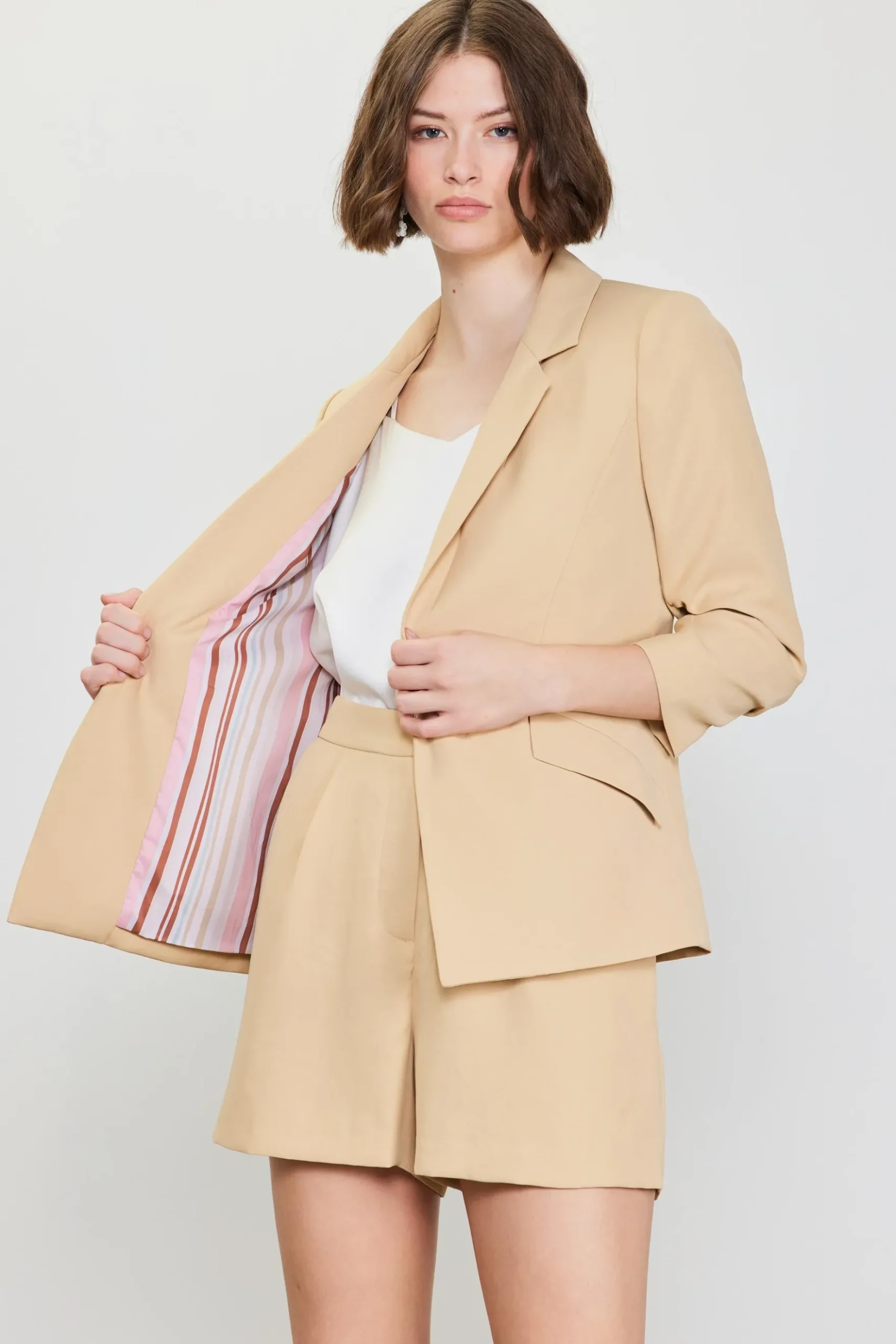 Recycled Shirred Sleeve Blazer*SKIES ARE BLUE