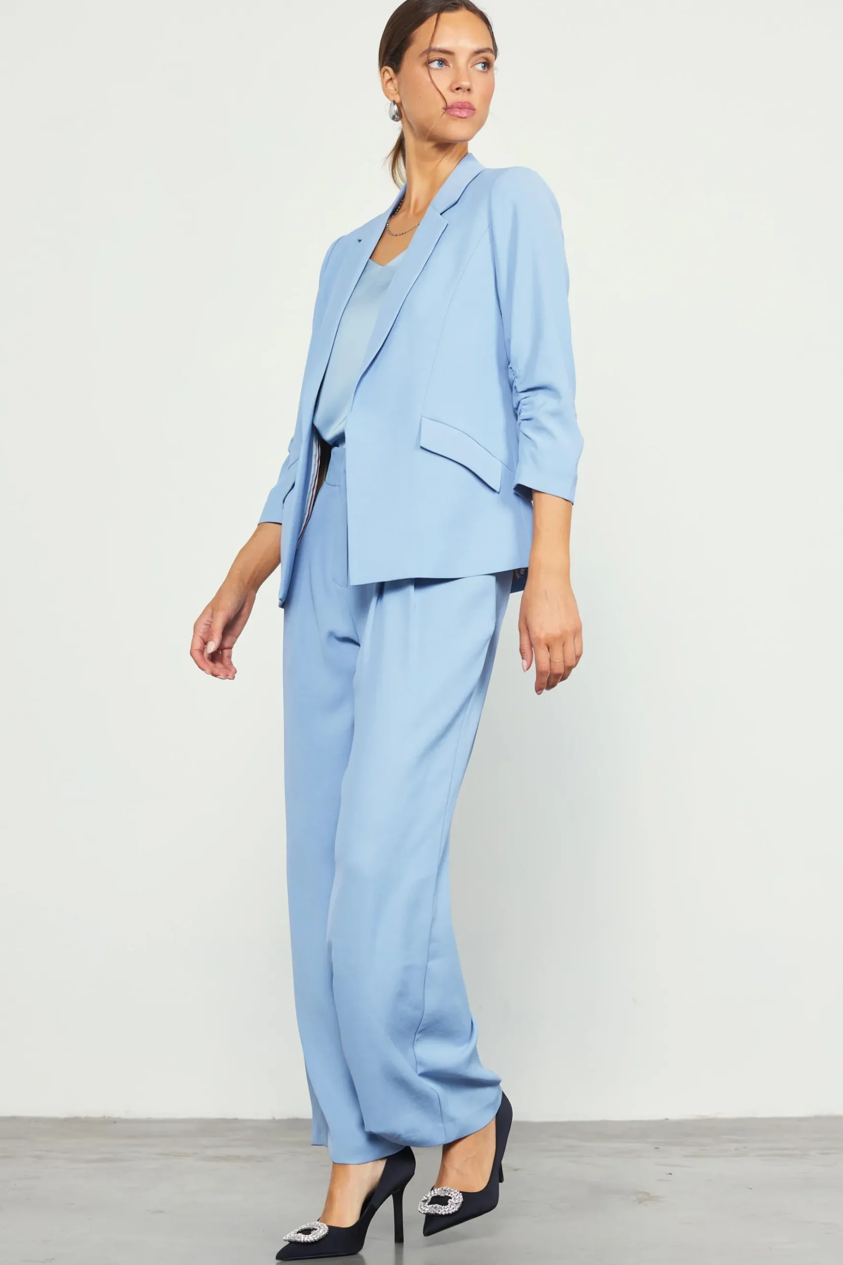 Recycled Shirred Sleeve Blazer*SKIES ARE BLUE Hot