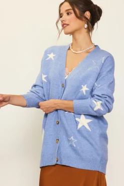 Recycled Star Motif Sweater Cardigan*SKIES ARE BLUE Best