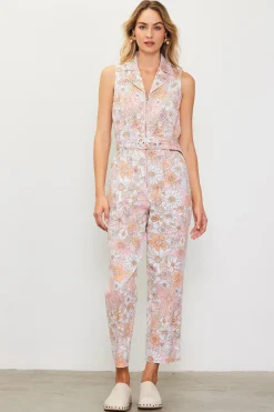 Retro Floral Belted Zip Jumpsuit*SKIES ARE BLUE Outlet