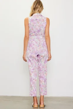 Retro Floral Belted Zip Jumpsuit*SKIES ARE BLUE New