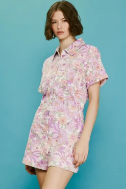 Retro Floral Collared Romper*SKIES ARE BLUE New